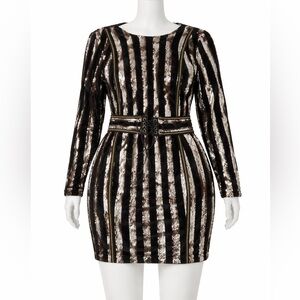 Xtaren Black and Gold Long Sleeve Dress